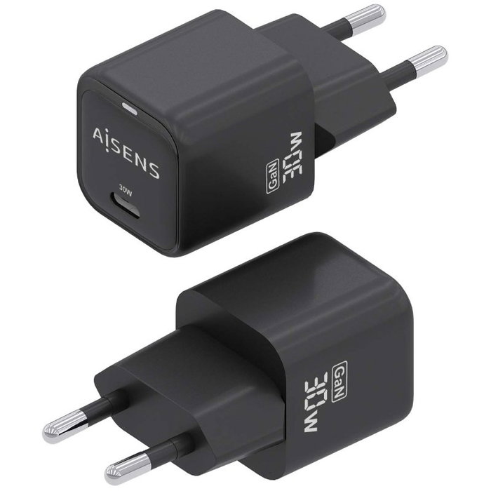 AISENS Cargador GaN 30W USB-C PD3.0 QC4.0 ASCH-30W1P019-BK Negro AISENS Cargador GaN 30W USB-C PD3.0 QC4.0 ASCH-30W1P019-BK Negro